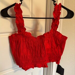Lulu's Red Ruffled Crop Top